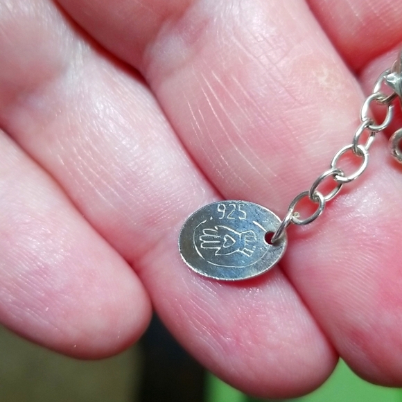 Blue & Green necklace. Wrapped in Sterling Silver. - Picture 3 of 4